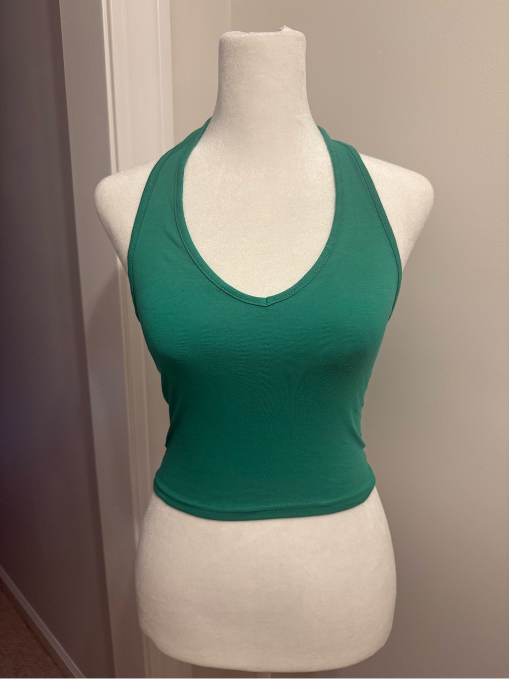 H&M Green Racerback V-Neck Crop Tank Top Size Small